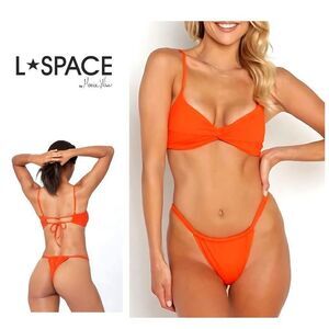 New. L*SPACE poppy orange teeny bikini. M-top/L-bottom. Retails $198